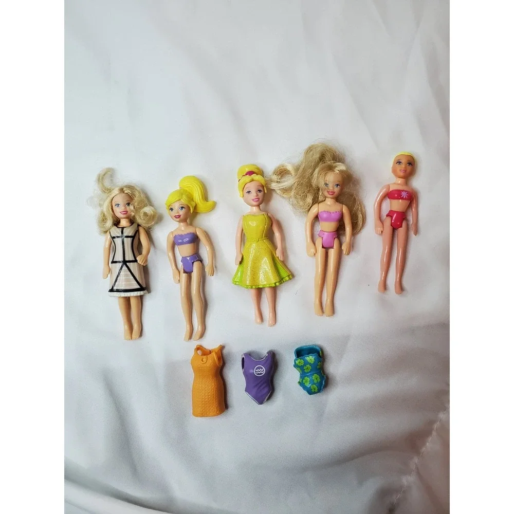 Vintage Polly‎ Pocket Dolls Mixed Lot 5-Dolls Blonde Hair 3.5